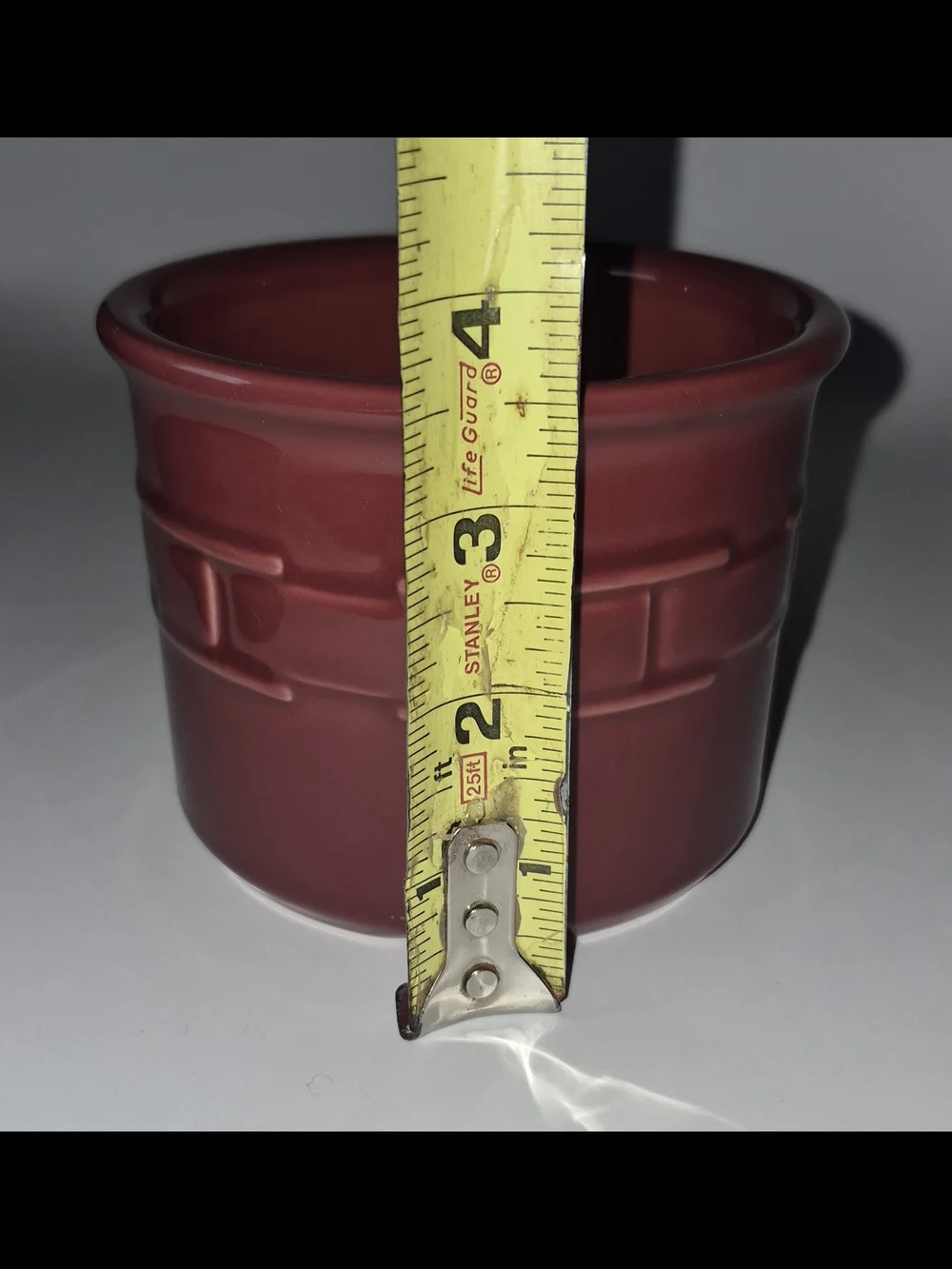 Longaberger Pottery Woven Traditions Crock 1 Pint Burgundy Color Made in USA